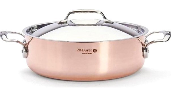 De Buyer Prima Matera Cam 2 Parça 28 cm Bakır-Paslanmaz Çelik Basık Karnıyarık Tenceresi
