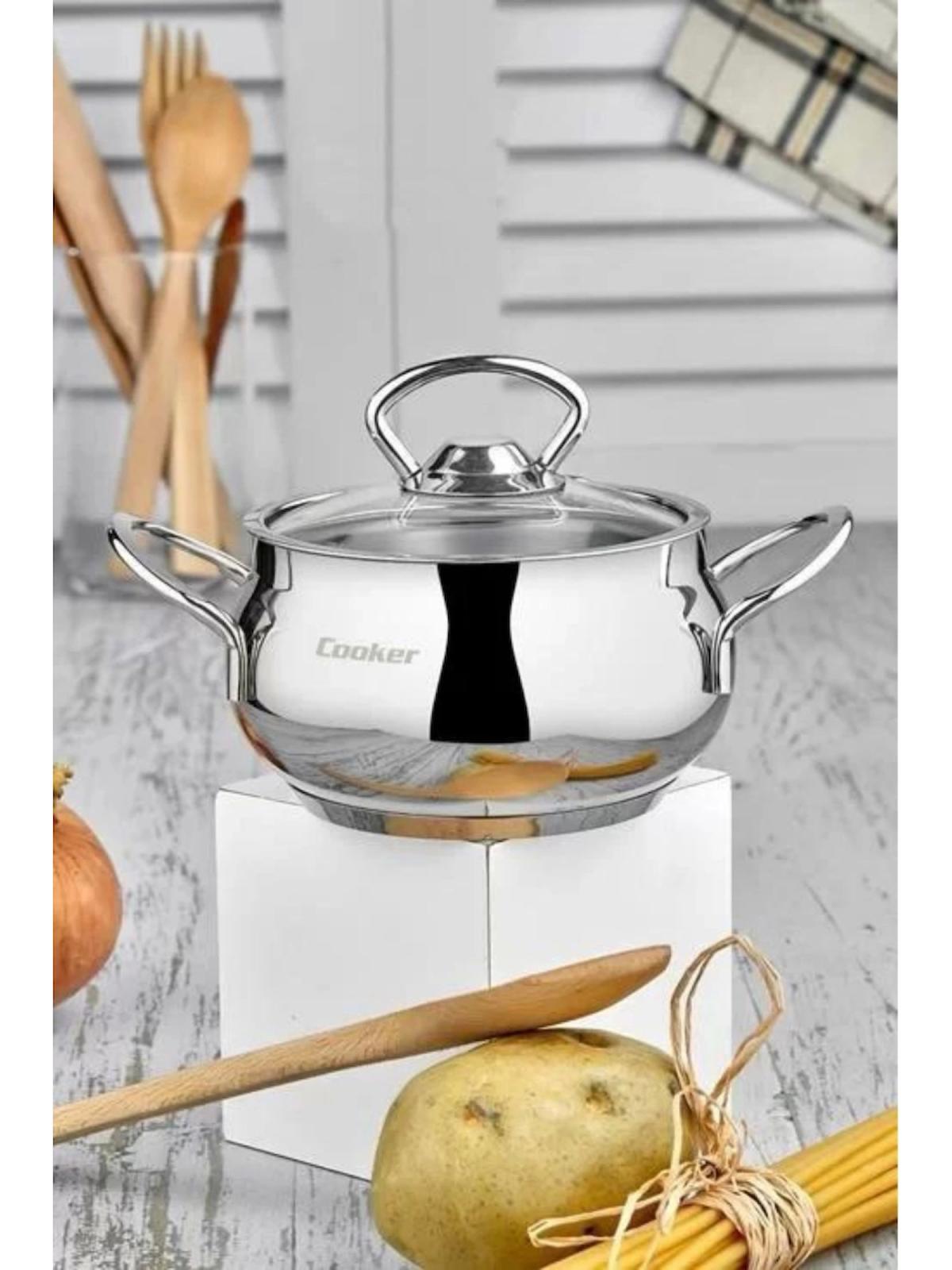 Cooker CKR3185 Lara Cam 2 Parça 12 cm Paslanmaz Çelik Derin Tencere