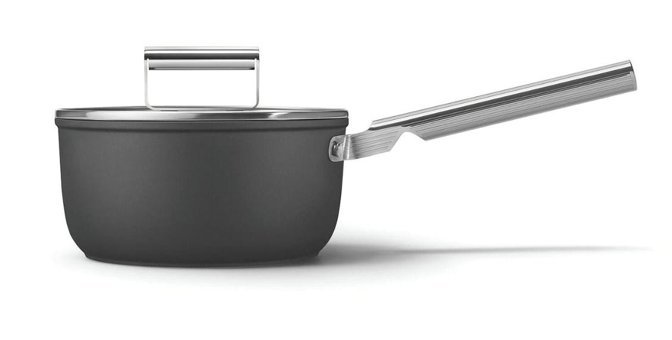 Smeg Cookware 50's Style Cam 2 Parça 20 cm Alüminyum Derin Tencere Siyah