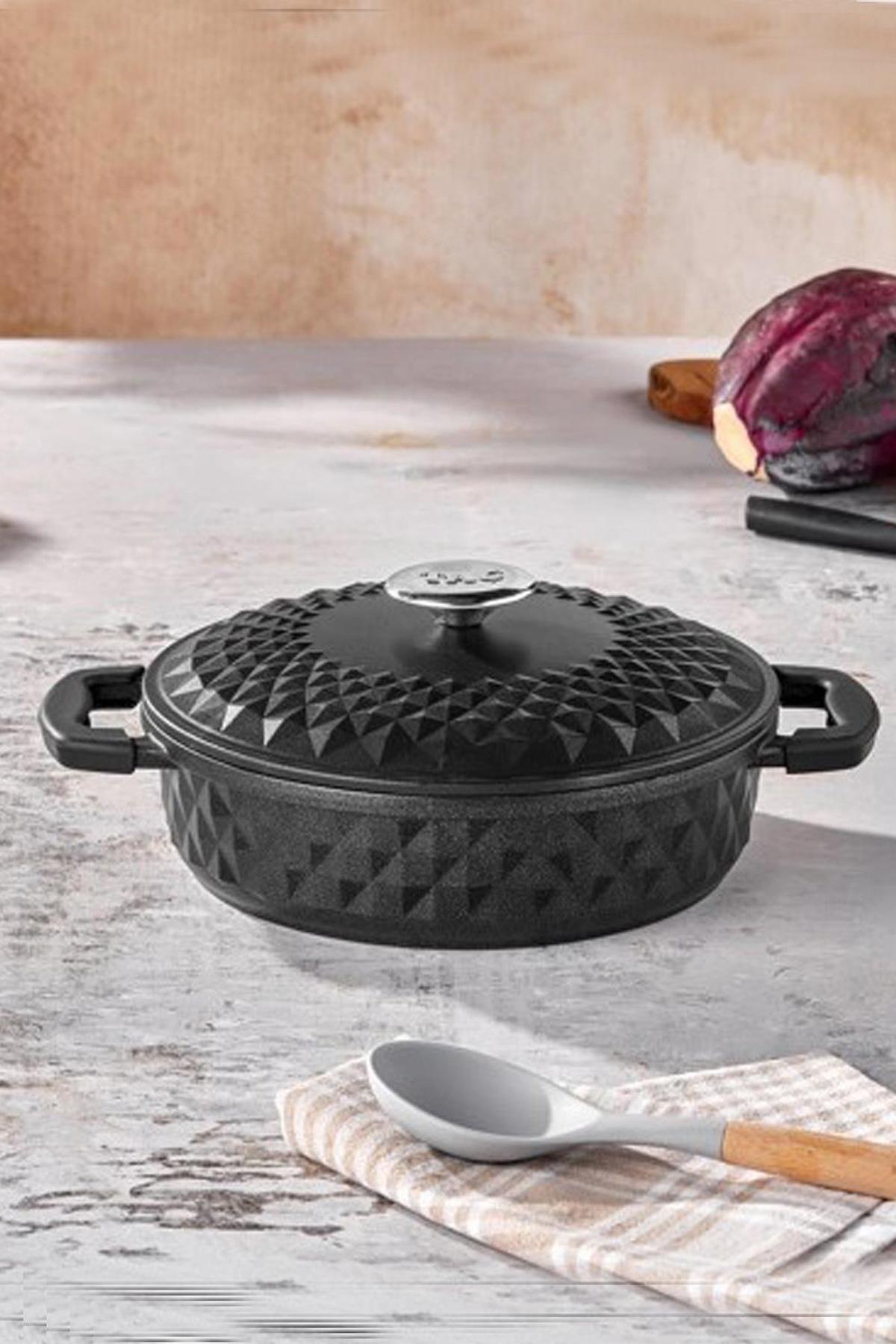 Taç Tac-3851 Döküm 2 Parça 26 cm Döküm Basık Karnıyarık Tenceresi