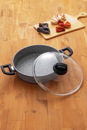 Emsan Cam 2 Parça 30 cm Titanyum Granit Basık Karnıyarık Tenceresi