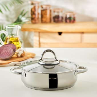 Emsan Master Cam 2 Parça 24 cm Çelik Basık Karnıyarık Tenceresi