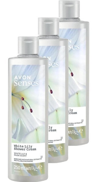 Avon Senses Beyaz Zambak Vegan Duş Jeli 3x250 ml