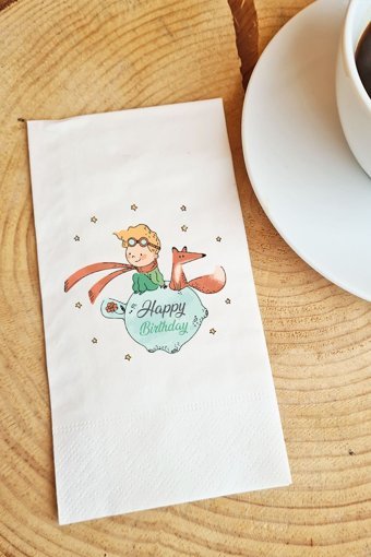 PekShop Küçük Prens Happy Birthday Desenli Sunum Kağıt Peçete 20'li