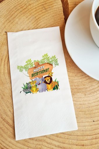 PekShop Safari Happy Birthday Desenli Sunum Kağıt Peçete 20'li