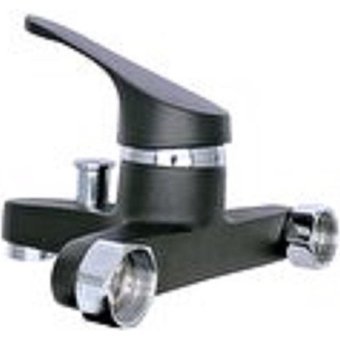 Knitex Ktx-2853 Premium Krom Çiftli Aç Kapa Yarı Ankastre Kare Banyo Bataryası Siyah