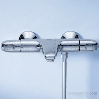 Grohe Grohe Krom Çiftli Çevirmeli Dereceli Yarı Ankastre Kare Banyo Bataryası Gümüş