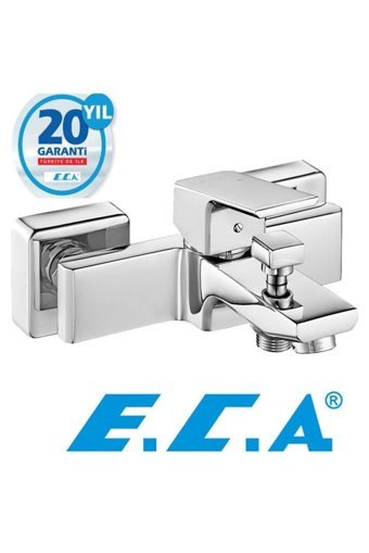Eca Tiera Krom Çiftli Çevirmeli Yarı Ankastre Kare Banyo Bataryası Gümüş