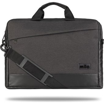 Mila ML-T504 Düz İki Gözlü Su Geçirmez Kumaş 15.6 inç Laptop Kılıfı Gri