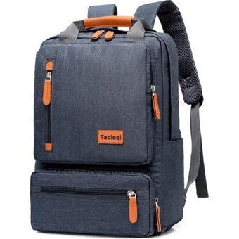Taoleqi T608 Düz Dört Gözlü Kumaş Sırt Çantası Laptop Çantası Koyu Gri