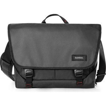 Tomtoc Explorer H02 Baskılı Tek Gözlü Polyester 16 inç Postacı Laptop Çantası Siyah
