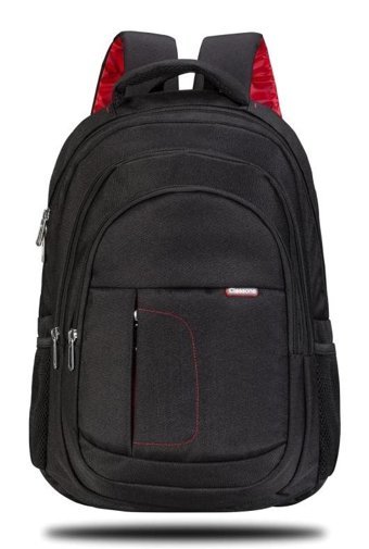 Classone Milano BP-L100 Düz Dört Gözlü Su Geçirmez Kumaş 15.6 inç Sırt Çantası Laptop Çantası Siyah