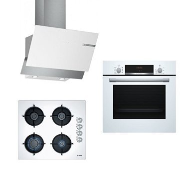 Bosch Hbf534Ew0T-Pop6C2O10O-Dwk65Ad20R Dijital Doğalgazlı Cam Klasik Ankastre Fırın Ocak 3'lü Ankastre Set Beyaz