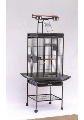 Cocody Pet B10 Çatılı Ayaklı Dikdörtgen Papağan Kafesi Siyah