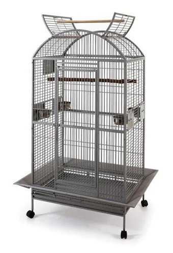 Qh Pet Cage Çatılı Ayaklı Dikdörtgen Metal Papağan Kafesi Siyah