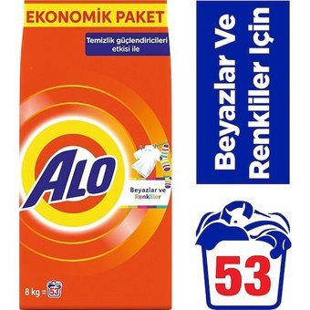 Alo Renkliler ve Beyazlar İçin 53 Yıkama Toz Deterjan 8 kg