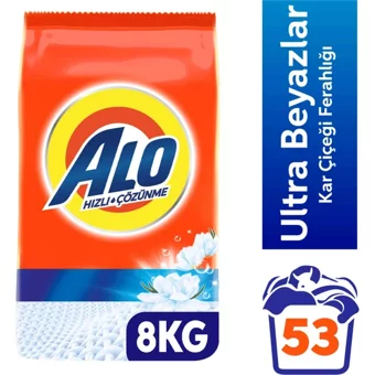 Alo Kar Çiçeği Beyazlar İçin 53 Yıkama Toz Deterjan 8 kg