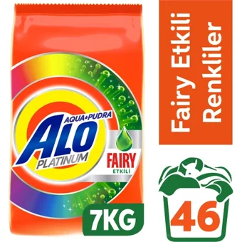 Alo Platinum Fairy Etkili Aqua Pudra Renkliler İçin 46 Yıkama Toz Deterjan 7 kg