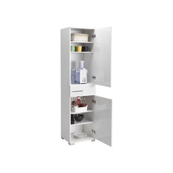 Adore Diamond 2 Kapaklı 1 Çekmeceli 6 Raflı Çok Amaçlı Dolap Beyaz 187 x 45 x 38 cm