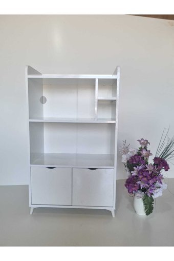 Aysima Home 2 Kapaklı 5 Raflı Çok Amaçlı Dolap Beyaz 122 x 72 x 40 cm