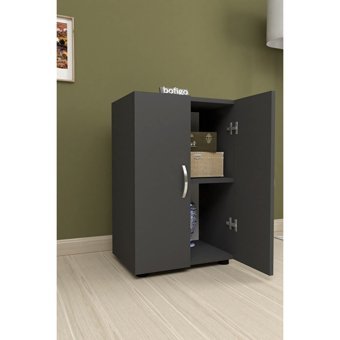 Bofigo 2 Kapaklı 2 Raflı Çok Amaçlı Dolap Antrasit 74 x 49 x 32 cm