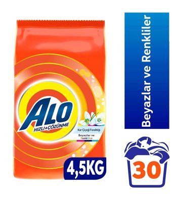 Alo Aquapudra Renkliler ve Beyazlar İçin 30 Yıkama Toz Deterjan 4.5 kg