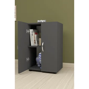 Bofigo 2 Kapaklı 2 Raflı Çok Amaçlı Dolap Antrasit 74 x 49 x 32 cm