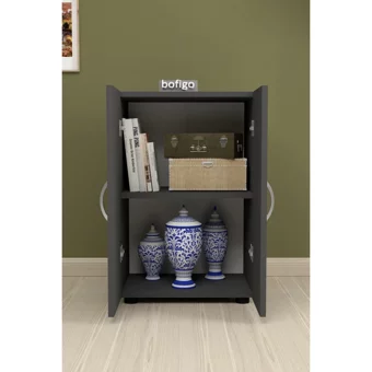 Bofigo 2 Kapaklı 2 Raflı Çok Amaçlı Dolap Antrasit 74 x 49 x 32 cm