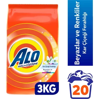 Alo Kar Çiçeği Beyazlar İçin 20 Yıkama Toz Deterjan 3 kg
