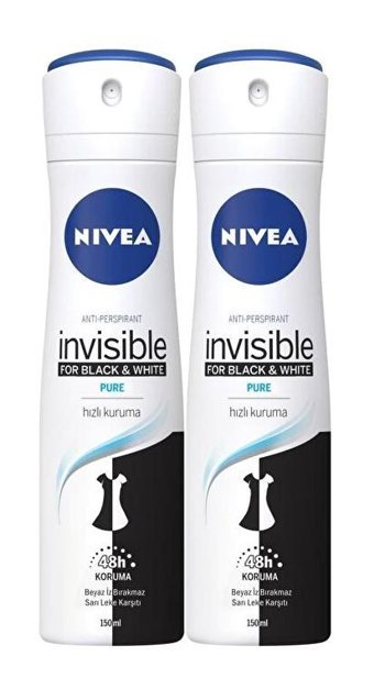Nivea Pure Pudralı Ter Önleyici Antiperspirant Sprey Kadın Deodorant 2x150 ml