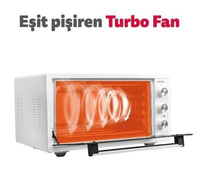 Simfer 4502 45 lt Izgaralı Fanlı Midi Fırın Beyaz