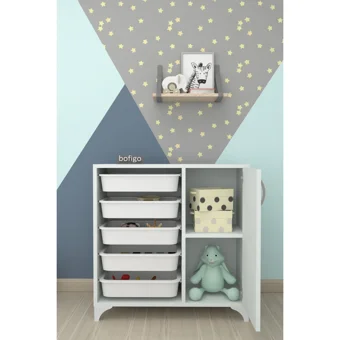 Bofigo 1 Kapaklı 5 Çekmeceli Çok Amaçlı Dolap Beyaz 78.5 x 77 x 30 cm
