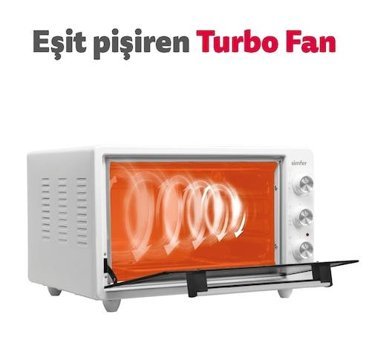 Simfer 4242 42 lt Izgaralı Fanlı Midi Fırın Beyaz