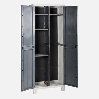 Sadece Nette 2 Kapaklı 5 Raflı Çok Amaçlı Dolap Beyaz Gri 173 x 37 x 65 cm