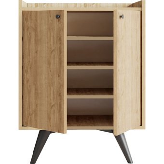 Fuho Seul 2 Kapaklı 4 Raflı Çok Amaçlı Dolap Çam 90 x 70 x 40 cm