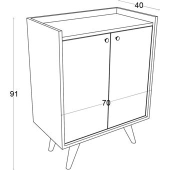 Fuho Seul 2 Kapaklı 4 Raflı Çok Amaçlı Dolap Çam 90 x 70 x 40 cm