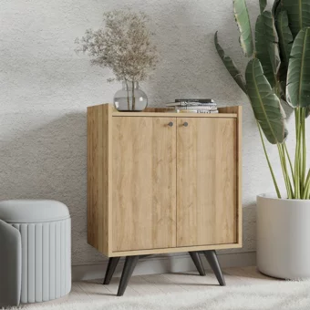Fuho Seul 2 Kapaklı 4 Raflı Çok Amaçlı Dolap Çam 90 x 70 x 40 cm