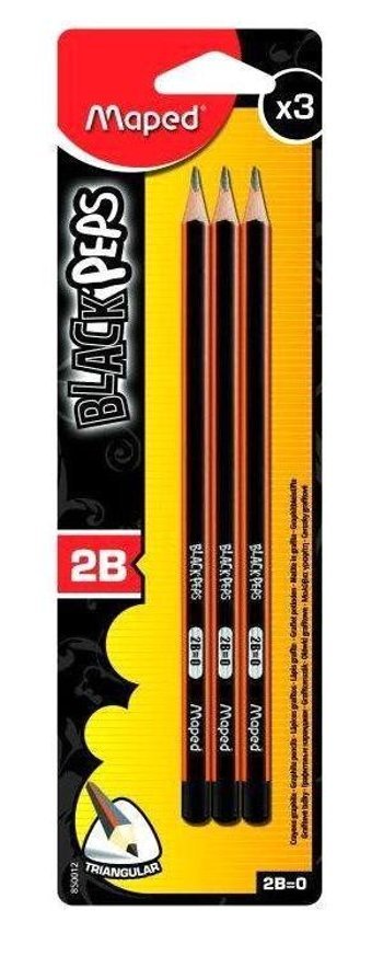 Maped Black Peps 3'lü Üçgen Siyah 2B Kurşun Kalem Seti