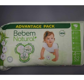Bebem Natural Maxi 4 Numara Cırtlı Bebek Bezi 52 Adet