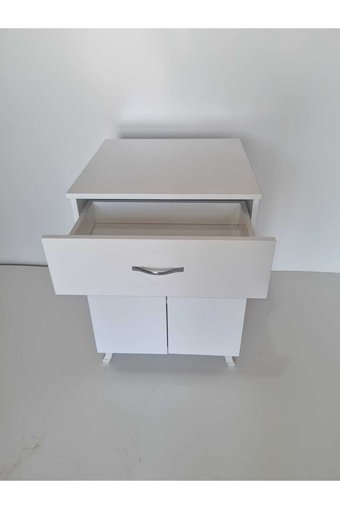 Aysima Home 2 Kapaklı 1 Çekmeceli 2 Raflı Çok Amaçlı Dolap Beyaz 85 x 60 x 60 cm