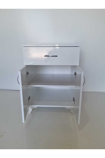Aysima Home 2 Kapaklı 1 Çekmeceli 2 Raflı Çok Amaçlı Dolap Beyaz 85 x 60 x 60 cm