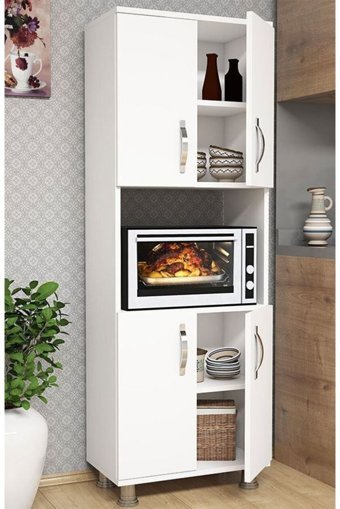 Erahome Lux 4 Kapaklı 5 Raflı Çok Amaçlı Dolap Beyaz 160 x 65 x 35 cm