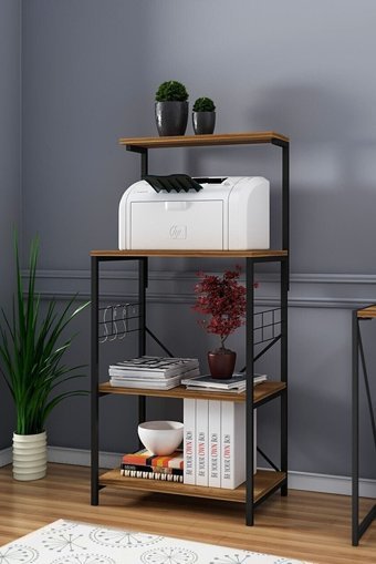 Timeonline 4 Raflı Çok Amaçlı Dolap Kahverengi 132 x 60 x 40 cm