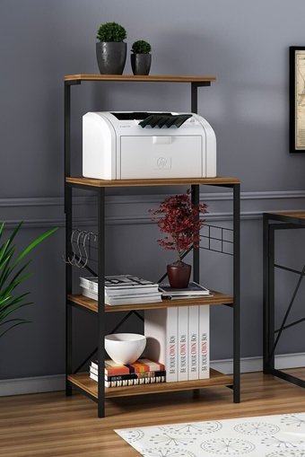 Timeonline 4 Raflı Çok Amaçlı Dolap Kahverengi 132 x 60 x 40 cm