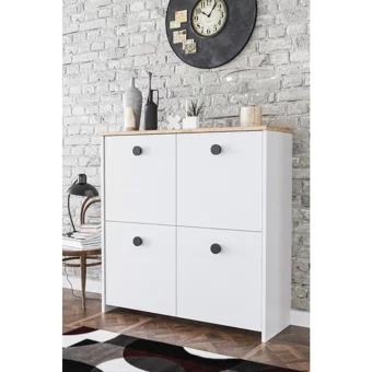 Kzy 4 Kapaklı 4 Raflı Çok Amaçlı Dolap Beyaz 92 x 92 x 32 cm