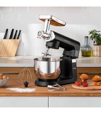 Emsan Bella Gusto Premıum Paslanmaz Çelik 1800 W 7 lt Standlı Hamur Yoğurma ve Mutfak Şefi Siyah