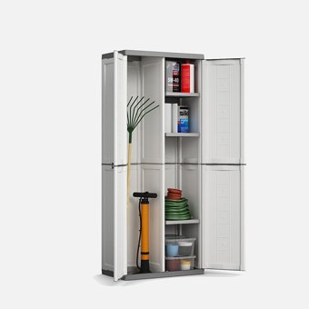 Sadece Nette 2 Kapaklı 4 Raflı Çok Amaçlı Dolap Gri 166 x 68 x 39 cm