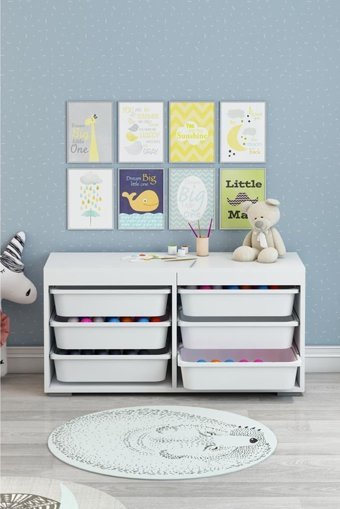 Dekorstilim 6 Çekmeceli 1 Raflı Çok Amaçlı Dolap Beyaz 89 x 52 x 30 cm