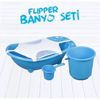 Flipper Fileli Ayaklı Mavi Bebek Küveti Seti