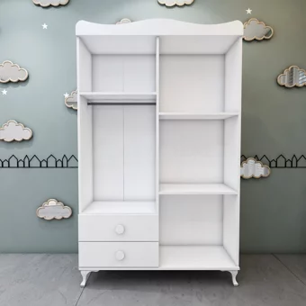 Garaj Home Yıldız 4 Kapaklı 2 Çekmeceli 5 Raflı Çok Amaçlı Dolap Beyaz 120 x 41 x 180 cm
